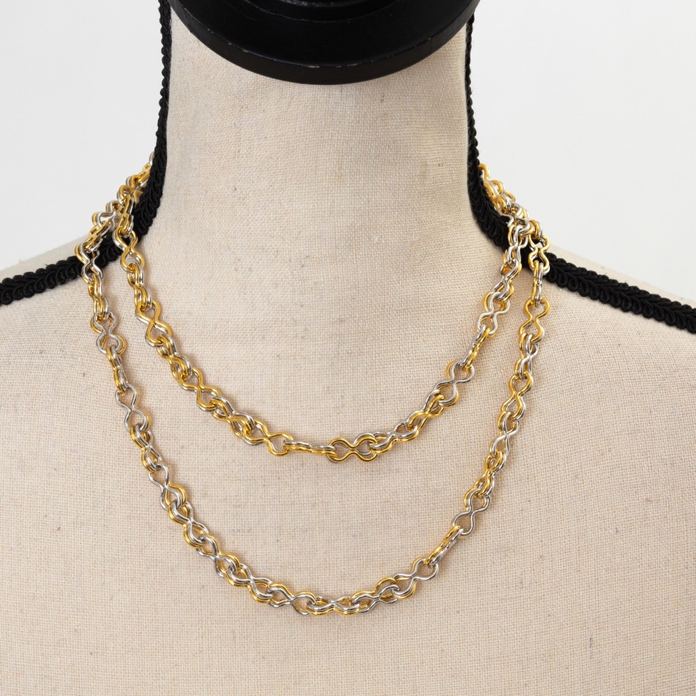 Mixed metal double status link necklace gold over bronze GILI Bronzo Italia